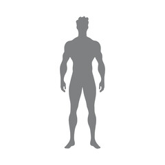 Silhouette of male body, standing facing forward

