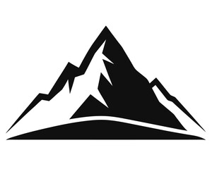  Black silhouette of mountains peaks landscape banner panorama illustration adventure travel icon vector for logo icon vactor line art illustration, on white background.  