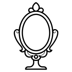 vintage decorative frame border line art hand drawn vintage mirror frame  NEW design label icon vactor line art illustration, on white background
