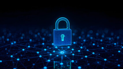 Digital Lock on Network, Cybersecurity and Data Protection, Secure Global Connection