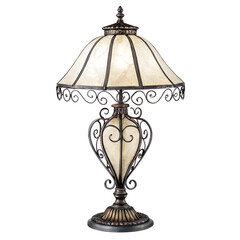 Elegant Art Deco Table Lamp with Ornate Metalwork on Transparent Background