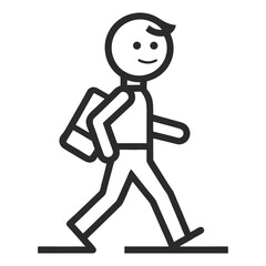  A student running to class with a backpack and book, running man vector education concept  race, people, on white background.