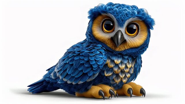 Adorable blue owl illustration