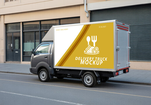 Delivery Truck Branding Mockup Design