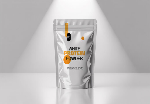 White Protein Powder Pouch Mockup