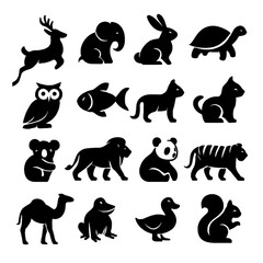Fototapeta premium Diverse Animal Silhouettes Set