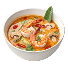 Tom Yum Soup with Shrimp in a Bowl on transparent background