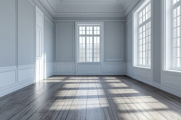 Empty classic apartment with two rooms, offering a spacious and customizable interior, Generative AI