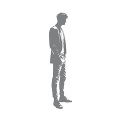 Fototapeta premium Silhouette of man with hands in pockets