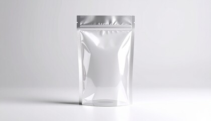 Front view mockup pouch food with white background