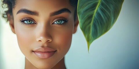 Elegant Portrait of a Woman Surrounded by Lush Foliage, Capturing Natural Beauty and Grace