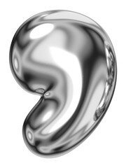 Comma sign png 3D chrome design, transparent background
