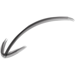 down curved arrow curved handdrawn brush paint style
