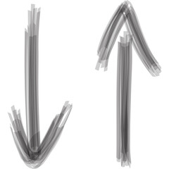 arrows handdrawn brush style. up and down arrow shape painted icon symbol vector
