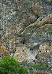Dzivgis fortress is the largest rock cave fortress in the Caucasus. Russia, North Ossetia