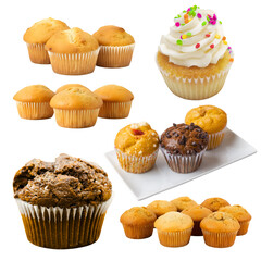 Assorted Muffins and Cupcakes Isolated on Transparent Background