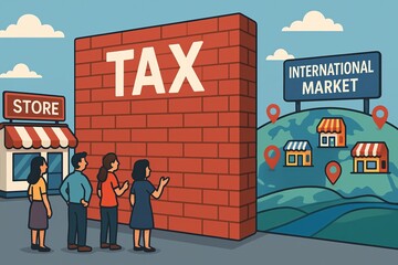 Illustration of tax barriers affecting business and trade.