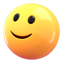 Slightly happy 3D png emoticon sticker, transparent background