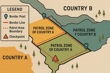 Illustrative map showing border areas and patrol zones.