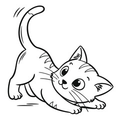 Obraz premium Cute cartoon kittens in dynamic and playful poses — black and white vector 