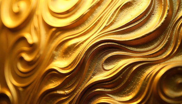 Abstract gold liquid texture with swirling metallic waves and seamless golden fabric pattern - Powered by Adobe