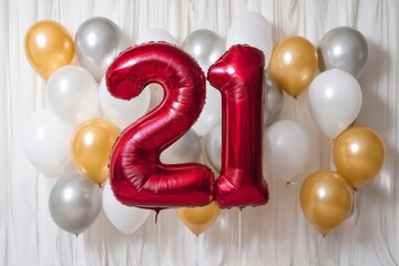 Celebrating a milestone birthday with festive balloons and decorations for the 21st birthday party
