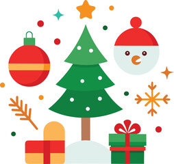 Festive christmas cheer illustration with holiday elements isolated on white background