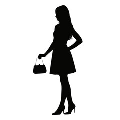 Elegant Woman Holding Handbag silhouette fashion