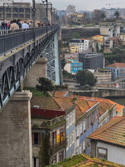 Romantic backstreet, side street or alley in historic old town of Porto Oporto, Portugal with...