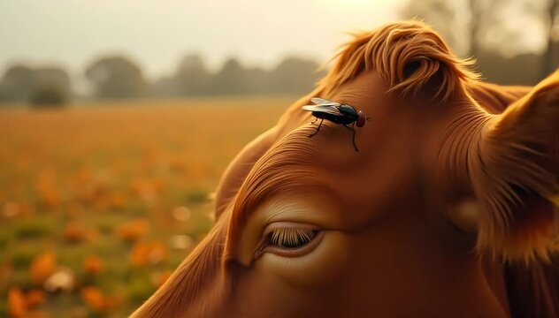 Horsefly walking on cowhide