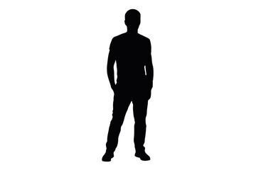 Obraz premium Person standing with hands in pockets silhouette male