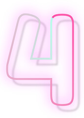 Gradient pink neon number 4 png