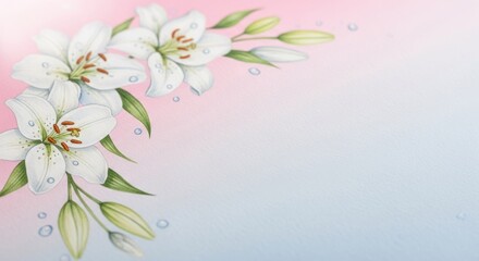 Fototapeta premium Elegant lilies, pastel background