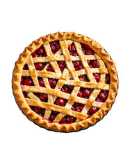 Homemade cherry pie Isolated on Transparent or White Background.