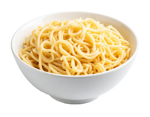 Japanese noodles in a white bowl Isolated on Transparent or White Background