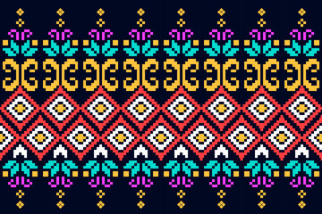 Pixel Art Geometric Fabric Seamless Pattern