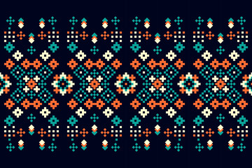 Pixel Art Geometric Fabric Seamless Pattern