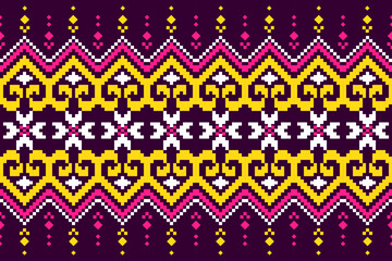 Pixel Art Geometric Fabric Seamless Pattern