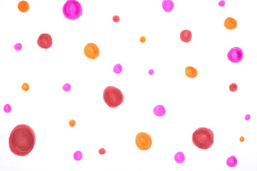 Polka Dot Spotty Circle Spots In Childrens  Felt Tip Pen Rainbow Background