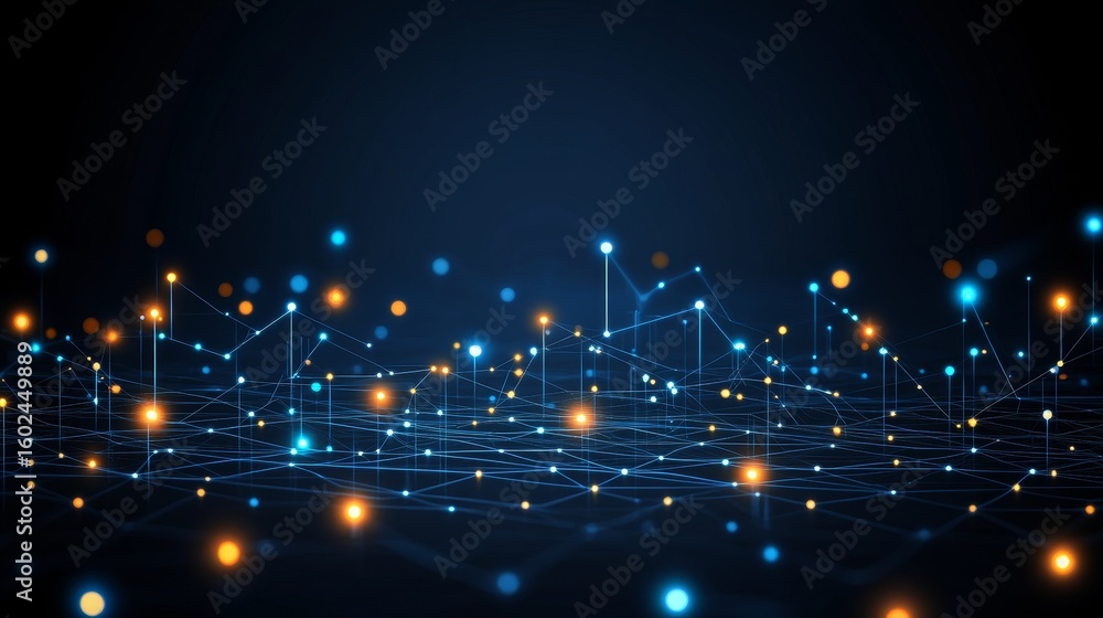 Poster digital network connectivity illustration visualizing internet systems and communication structures