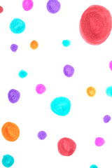 Polka Dot Spotty Circle Spots In Childrens  Felt Tip Pen Rainbow Background
