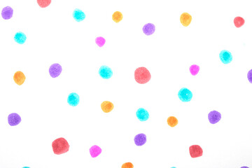 Polka Dot Spotty Circle Spots In Childrens  Felt Tip Pen Rainbow Background