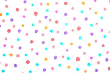 Polka Dot Spotty Circle Spots In Childrens  Felt Tip Pen Rainbow Background