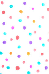 Polka Dot Spotty Circle Spots In Childrens  Felt Tip Pen Rainbow Background
