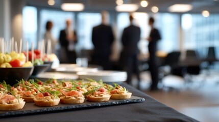 Fototapeta na wymiar Business lunch snacks in modern office