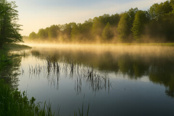 Fototapeta premium Foggy morning in nature