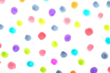 Polka Dot Spotty Circle Spots In Childrens  Felt Tip Pen Rainbow Background