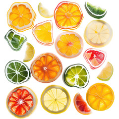 Vibrant citrus slices arranged in a mosaic pattern