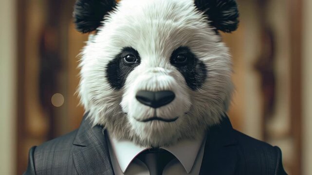 A panda mask with an unconventional twist, ideal for a costume party or stage performance.