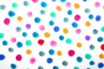 Polka Dot Spotty Circle Spots In Childrens  Felt Tip Pen Rainbow Background